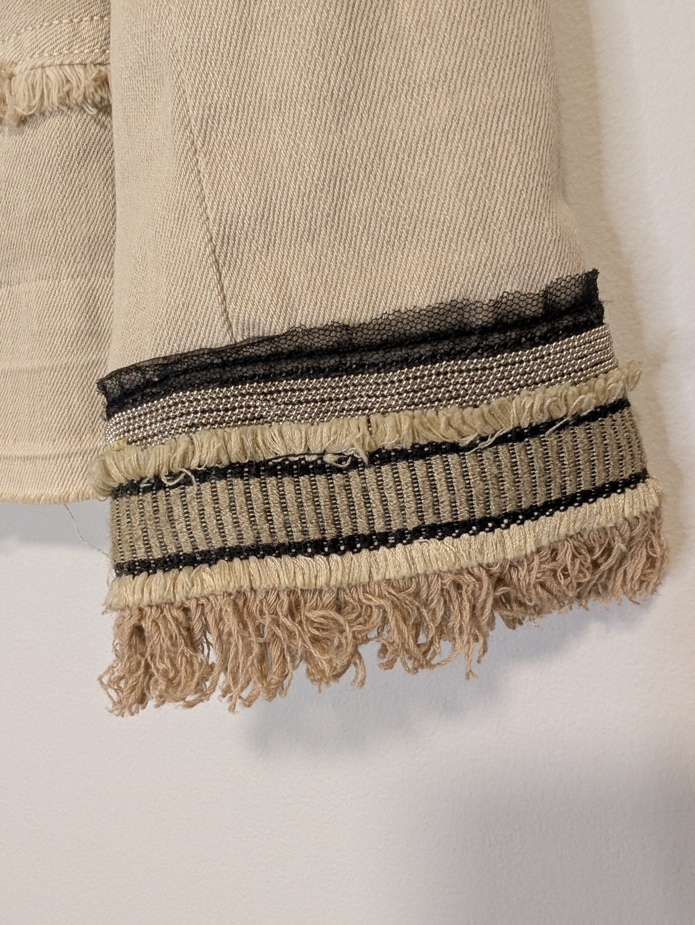 Tan Marc Aurel Beige Frayed Hem Lightweight Jacket (Small 36) - Picture 6 of 14